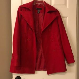Red pea coat